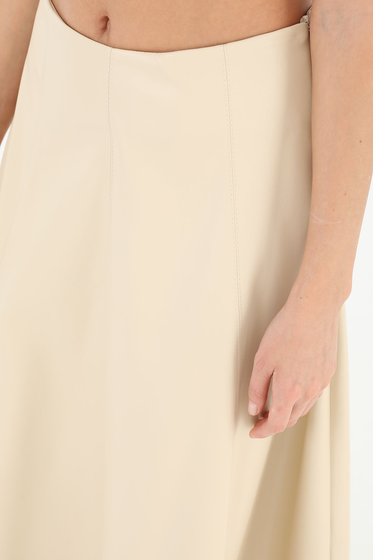 Kadın Parçalı Kloş Etek  - 18202ETK BEIGE