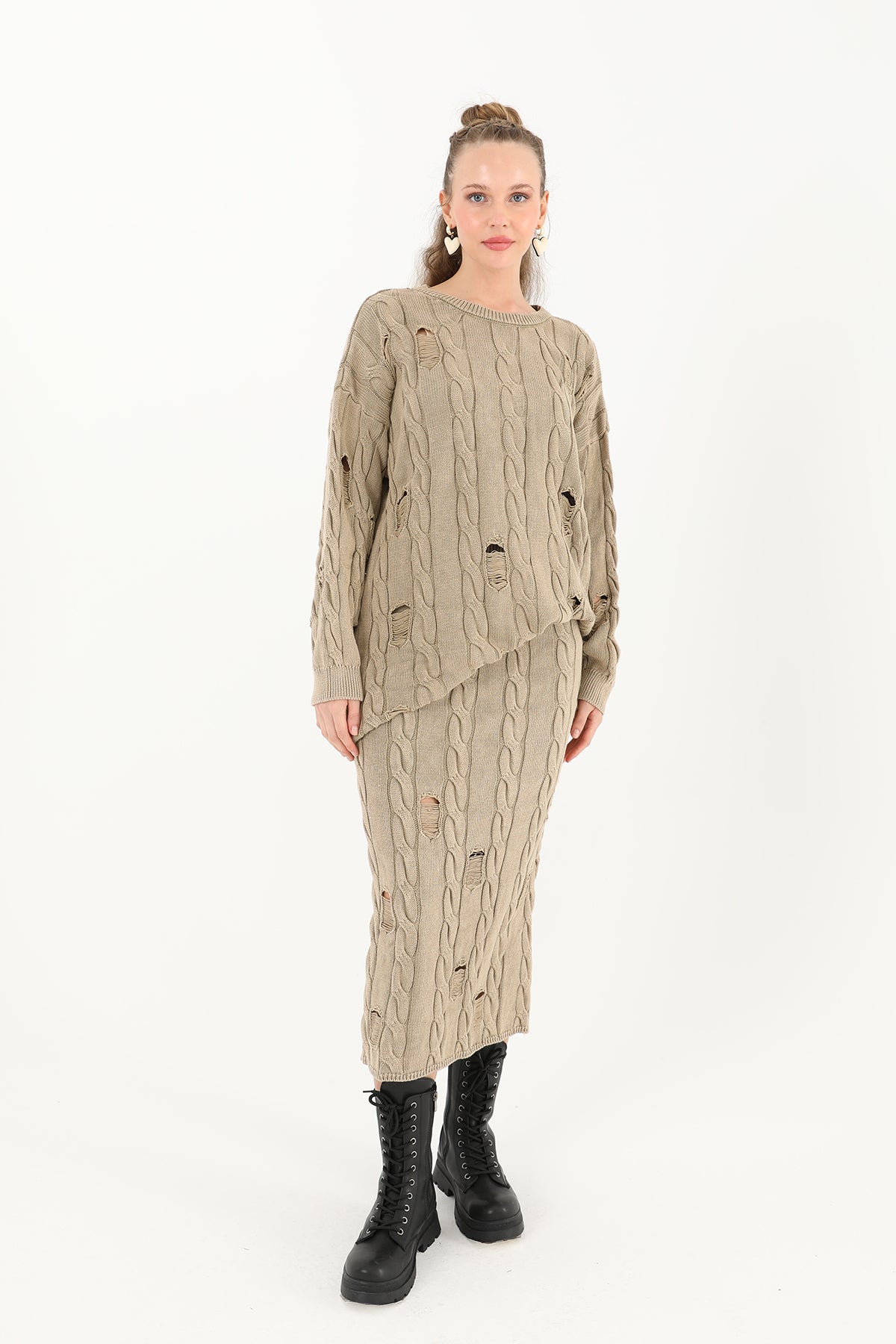 Triko Uzun Etek  - 32030ETK BEIGE