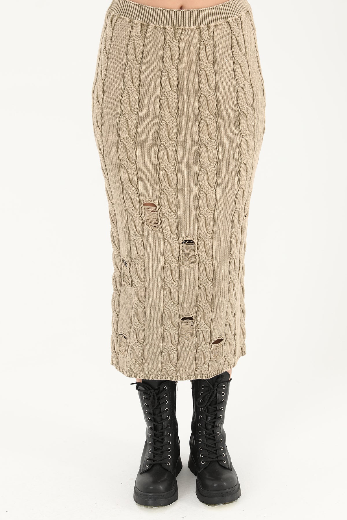 Triko Uzun Etek  - 32030ETK BEIGE