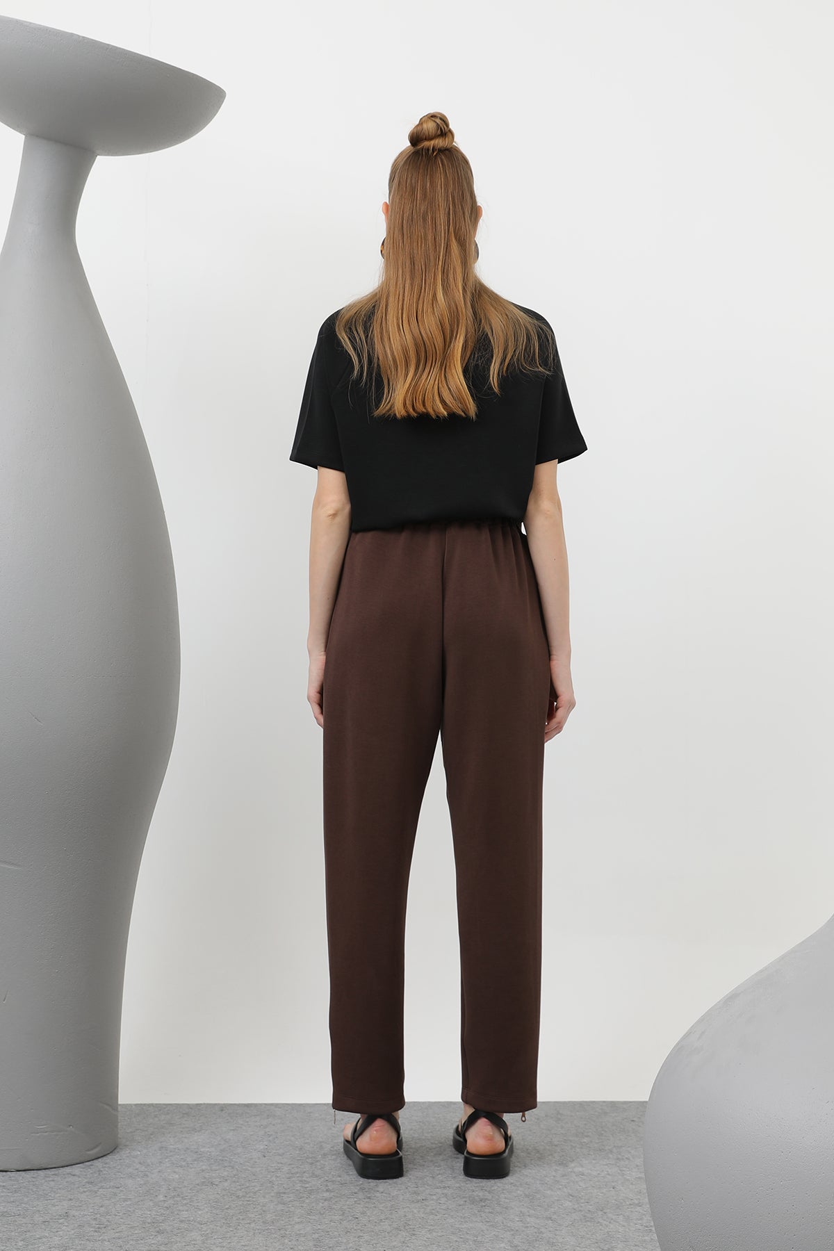 Kadın Ön Korsaj Arka Lastik Pantolon - 18225PNT BROWN