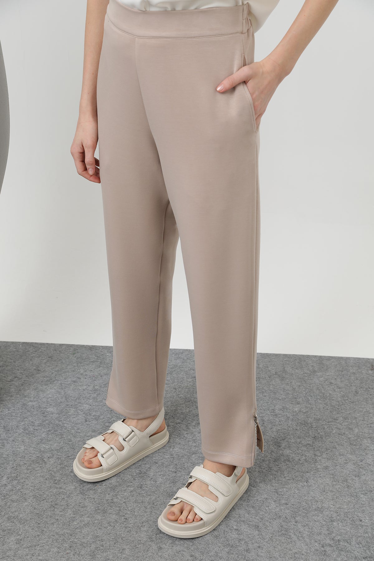Kadın Ön Korsaj Arka Lastik Pantolon - 18225PNT BEIGE