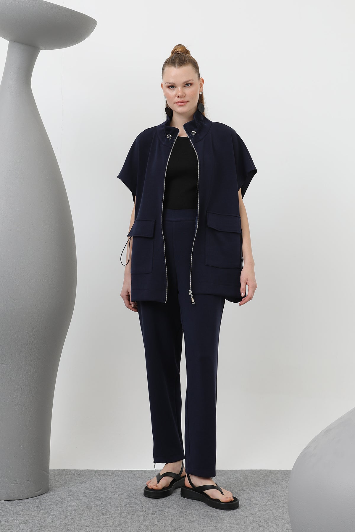 Kadın Ön Korsaj Arka Lastik Pantolon - 18225PNT NAVY