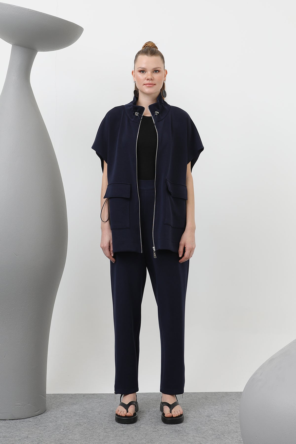 Kadın Ön Korsaj Arka Lastik Pantolon - 18225PNT NAVY