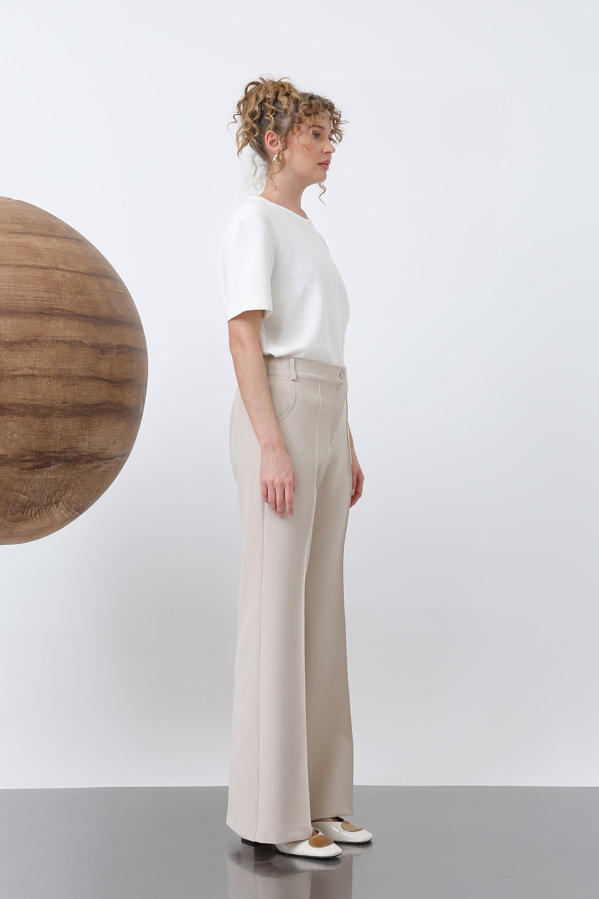 Kadın Nervür Dikişli Pantolon - 18226PNT BEIGE
