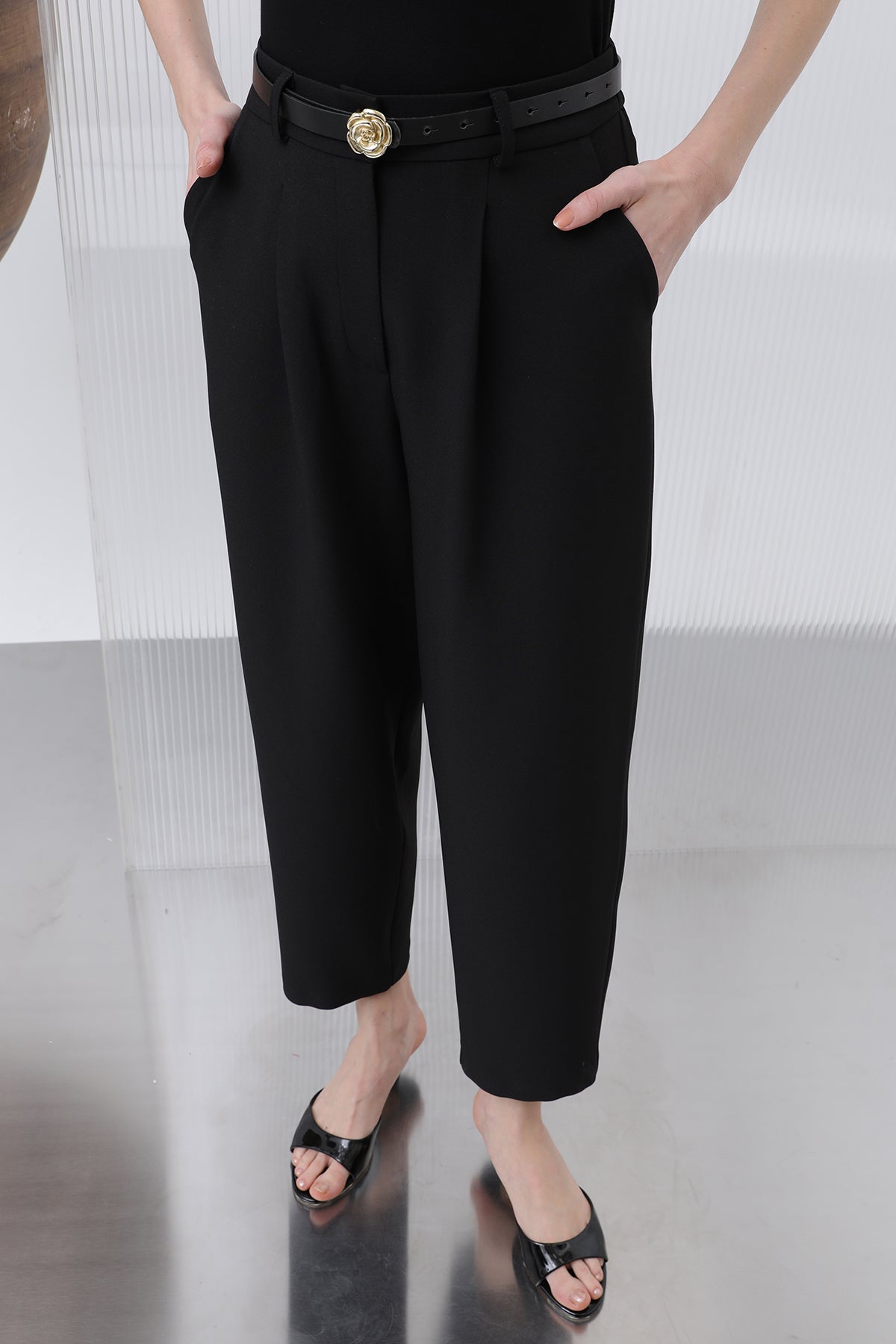 Kadın Pileli Pantolon - 18227PNT BLACK
