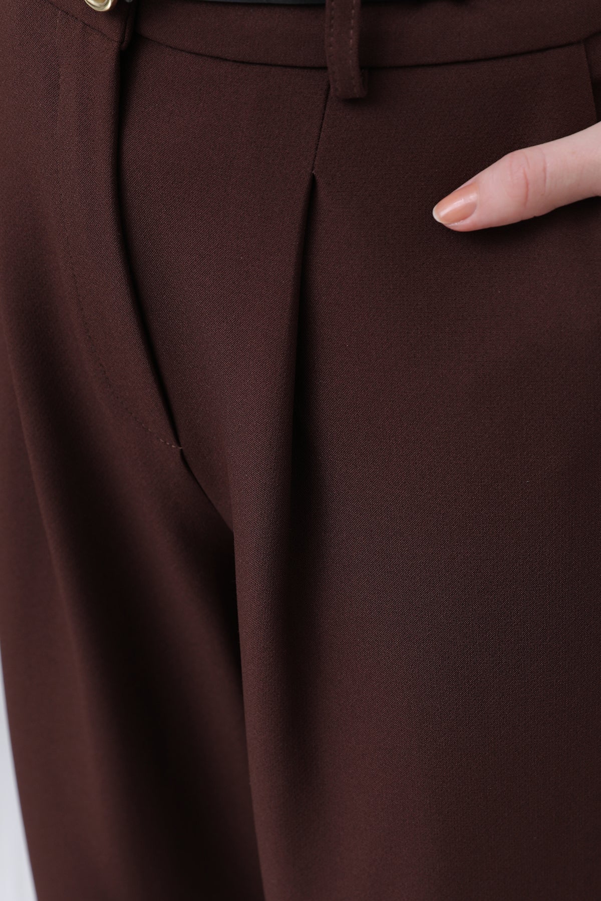 Kadın Pileli Pantolon - 18227PNT BROWN