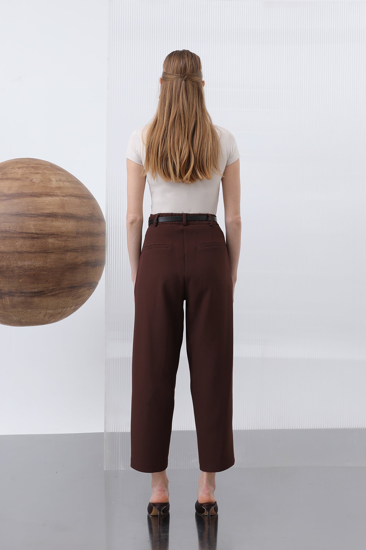 Kadın Pileli Pantolon - 18227PNT BROWN