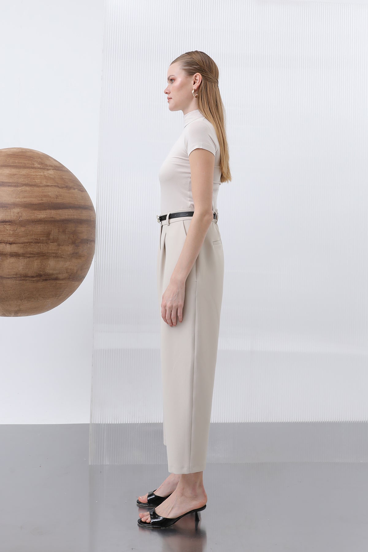 Kadın Pileli Pantolon - 18227PNT BEIGE