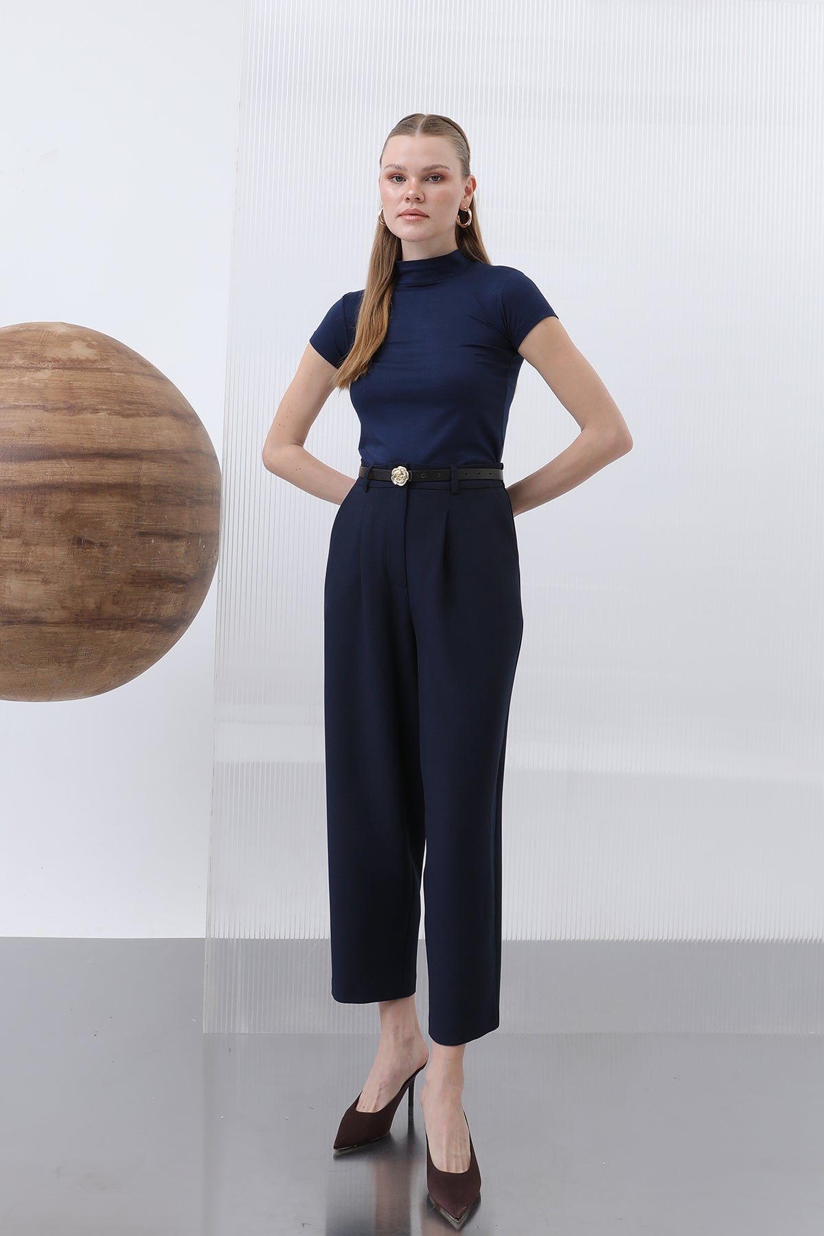 Kadın Pileli Pantolon - 18227PNT NAVY