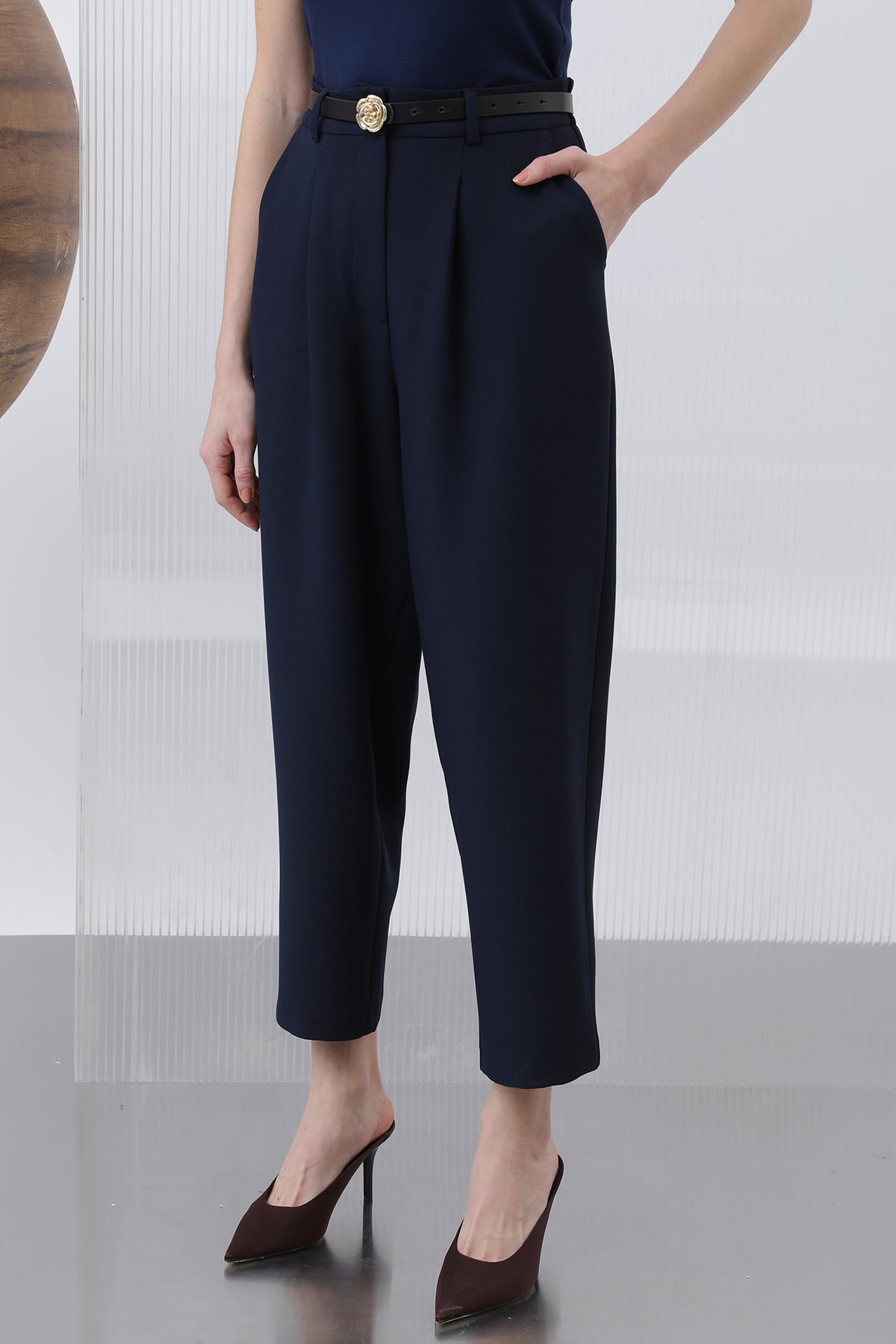 Kadın Pileli Pantolon - 18227PNT NAVY