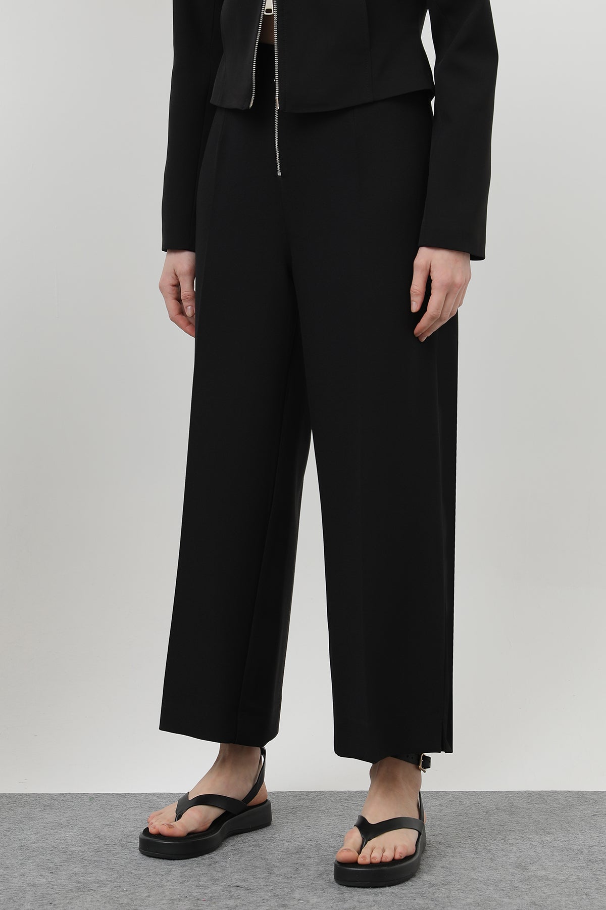 Kadın Fermuar Detaylı Pensli Pantolon- 18228PNT BLACK