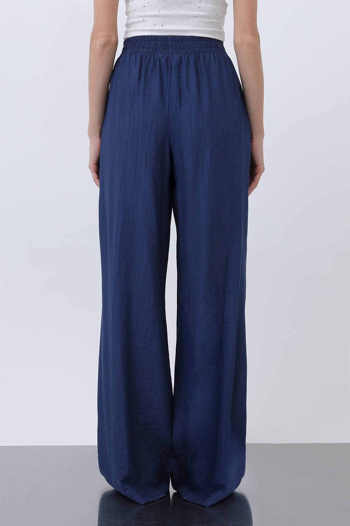 Kadın Beli Lastikli Bol Pantolon - 18239PNT INDIGO