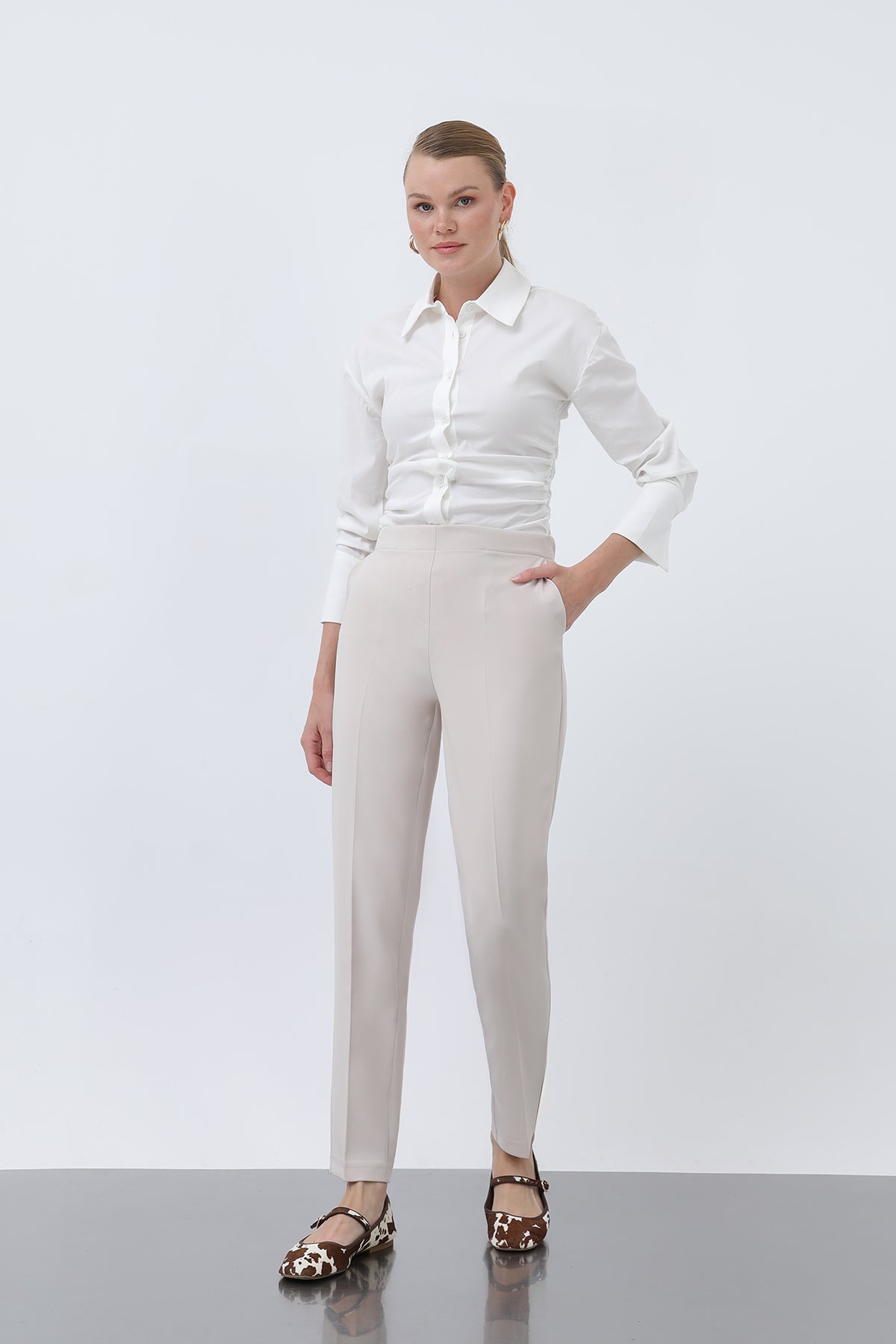 Kadın Havuç Kesim Pantolon - 18242PNT BEIGE