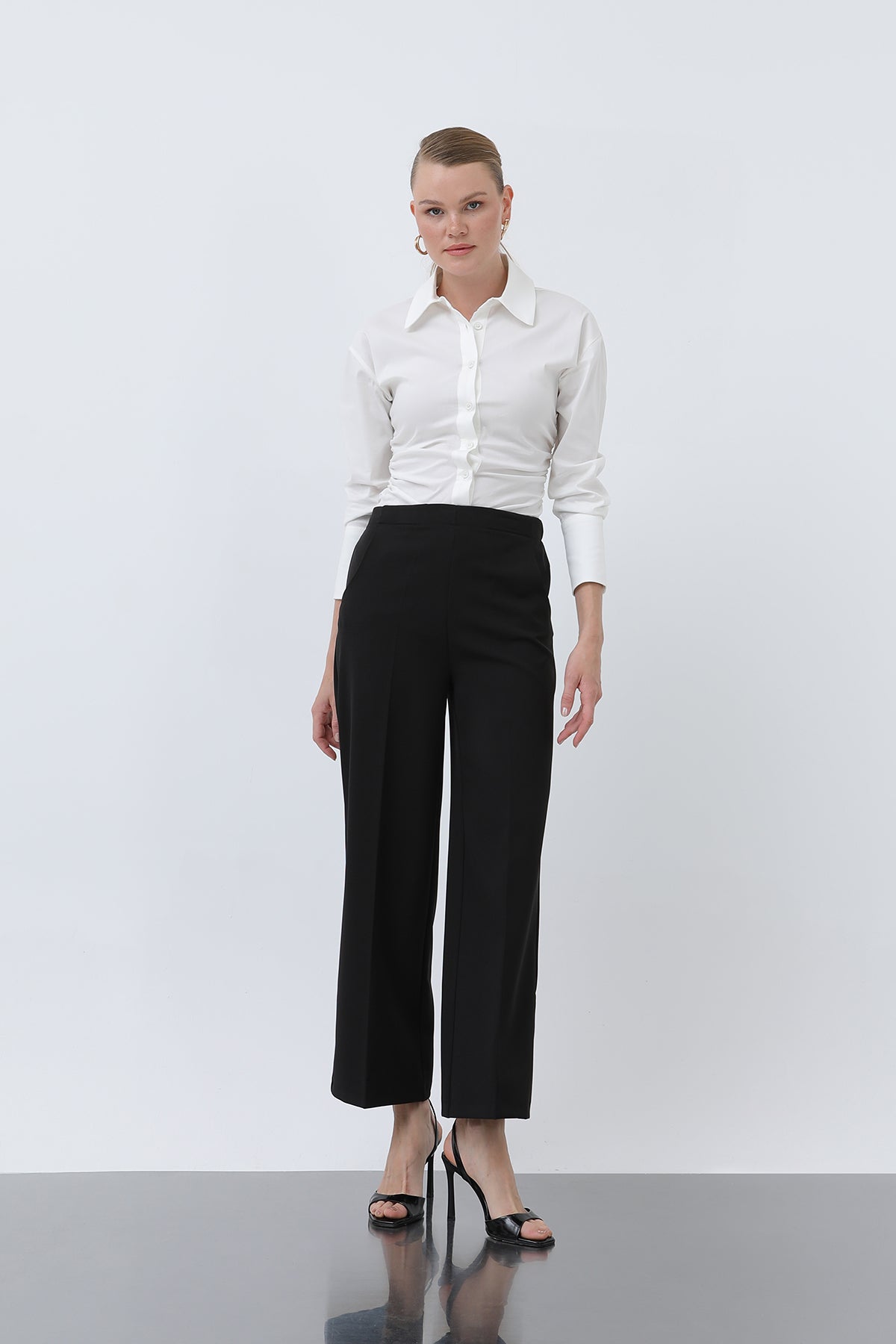 Kadın Düz Kesim Pantolon - 18243PNT BLACK