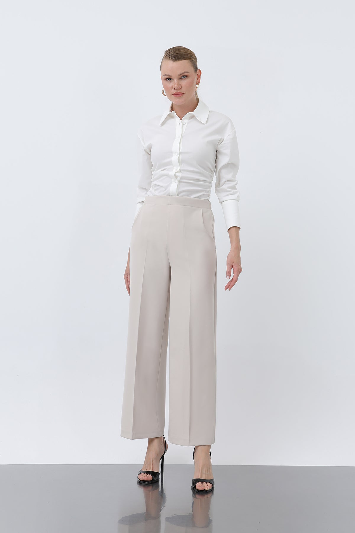 Kadın Düz Kesim Pantolon - 18243PNT BEIGE