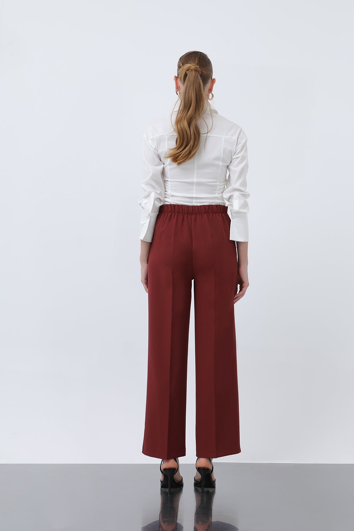 Kadın Düz Kesim Pantolon - 18243PNT BURGUNDY