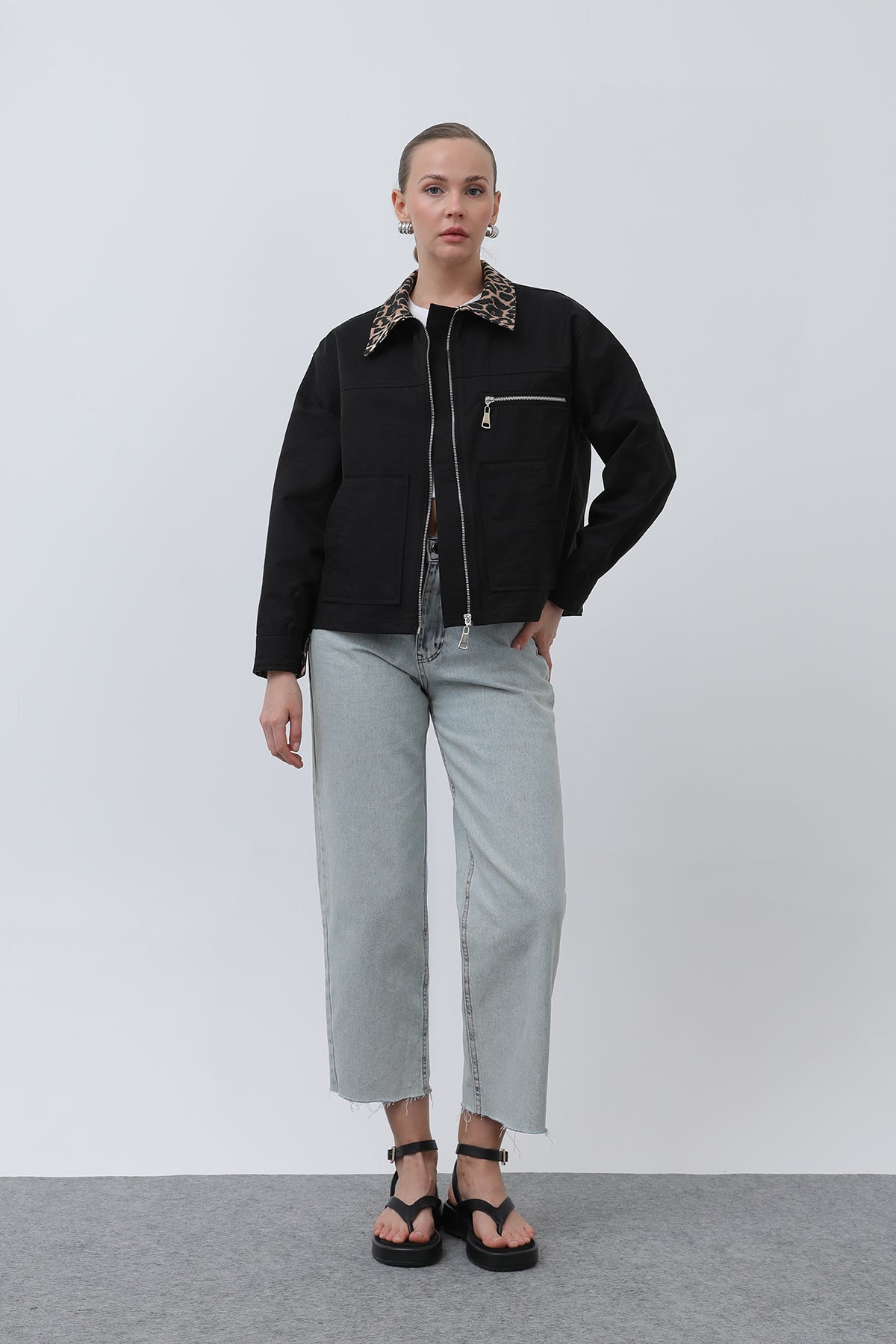 Kadın Garni Detaylı Kısa Ceket -32115CKT BLACK