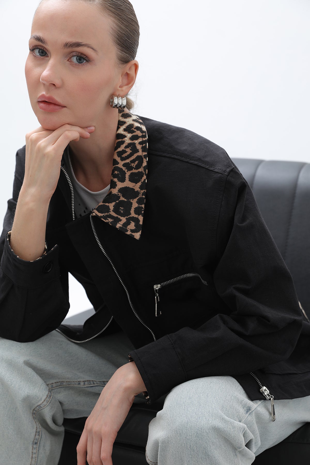 Kadın Garni Detaylı Kısa Ceket -32115CKT BLACK