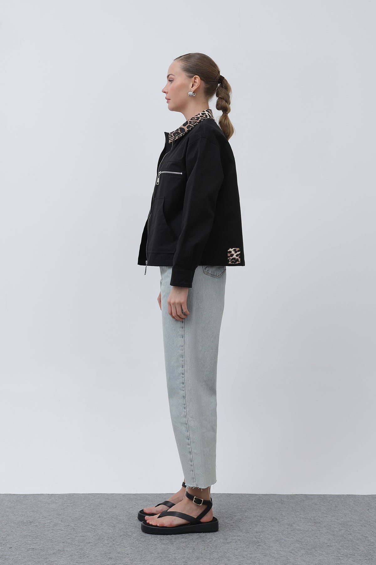 Kadın Garni Detaylı Kısa Ceket -32115CKT BLACK