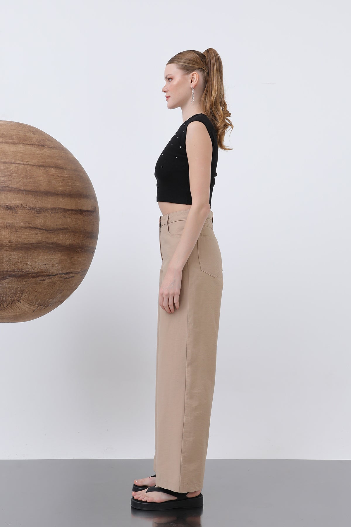 Kadın Cep Detaylı  Bol Pantolon - 32116PNT CAMEL