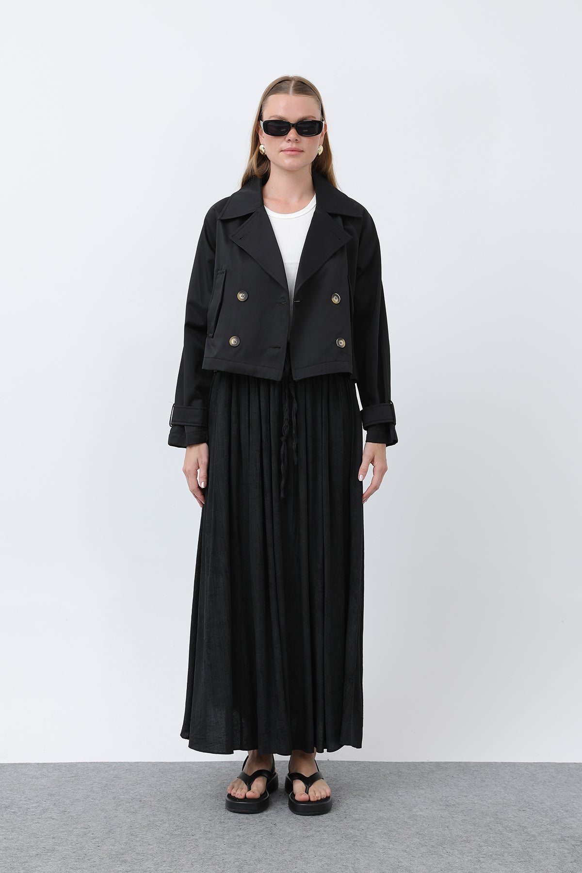 Kadın Kısa Trench - 32123TRC BLACK