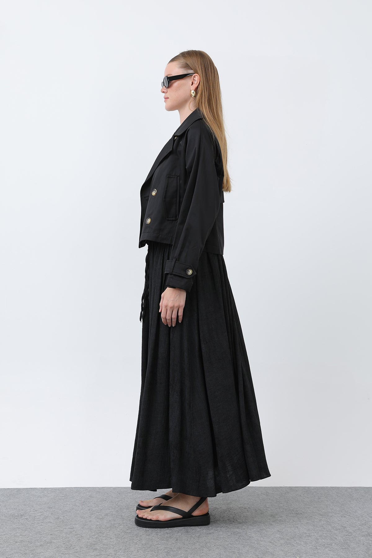 Kadın Kısa Trench - 32123TRC BLACK