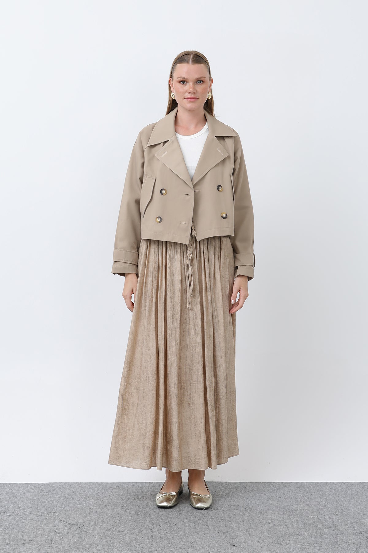 Kadın Kısa Trench - 32123TRC BEIGE