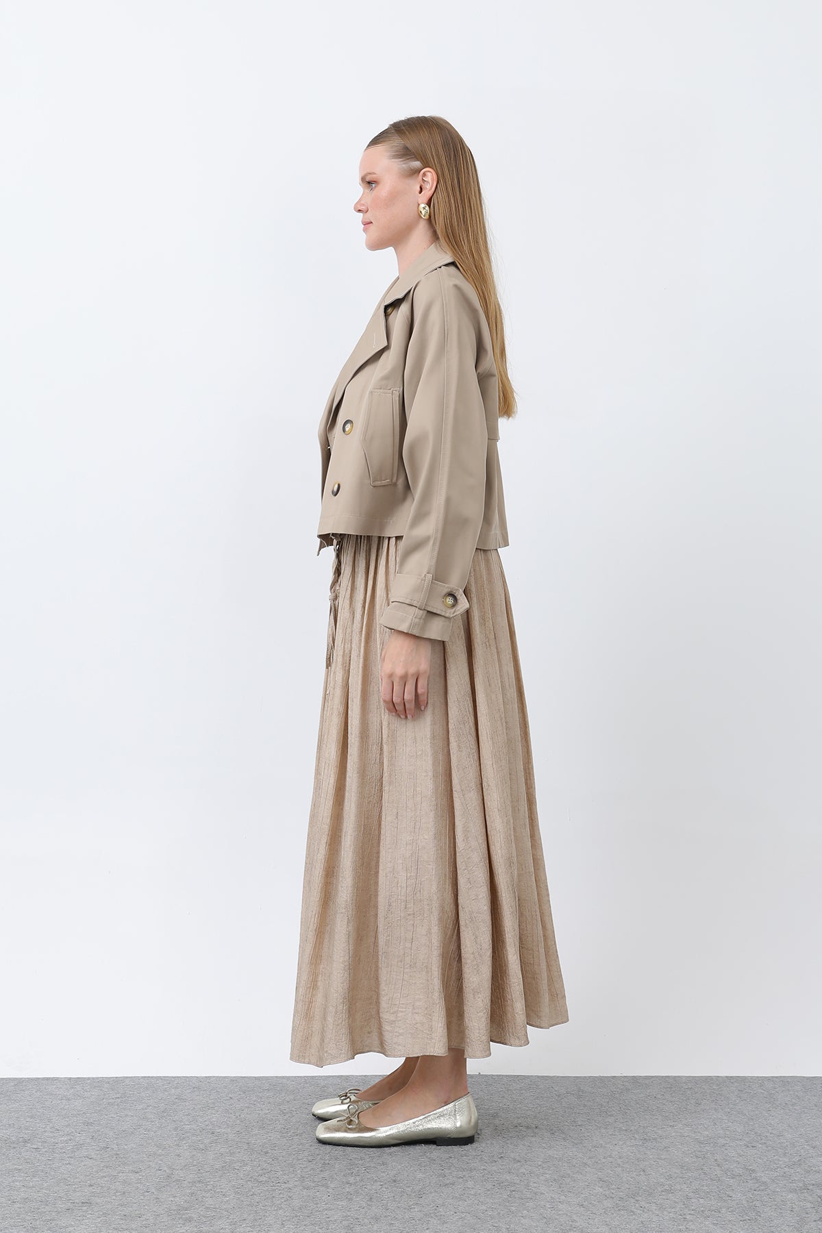 Kadın Kısa Trench - 32123TRC BEIGE