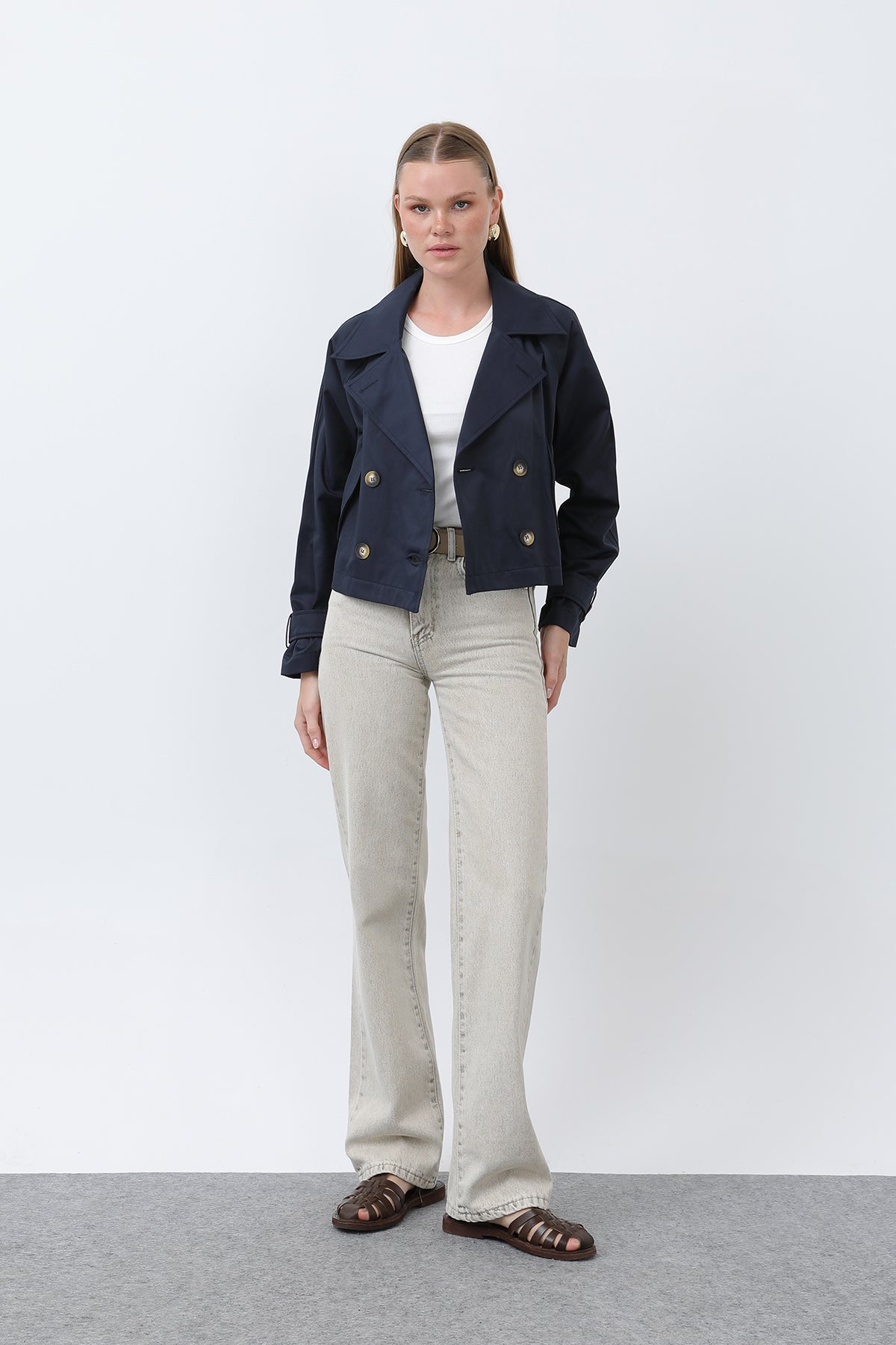 Kadın Kısa Trench - 32123TRC NAVY