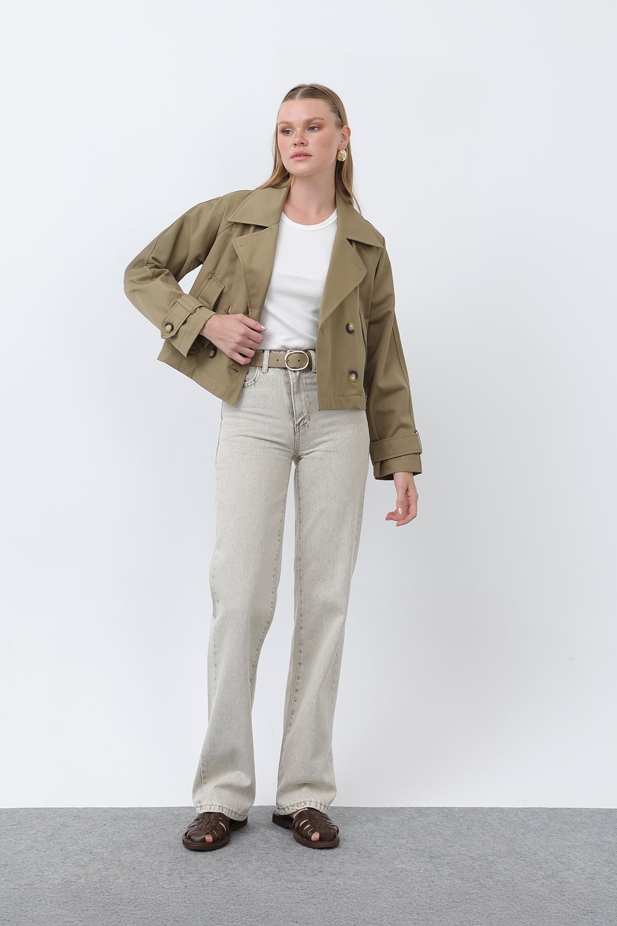 Kadın Kısa Trench - 32123TRC KHAKI