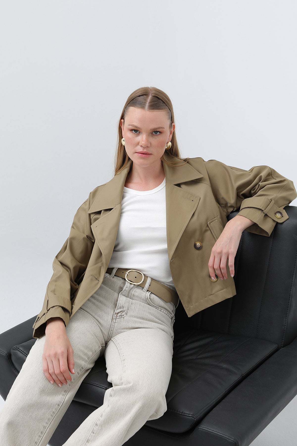 Kadın Kısa Trench - 32123TRC KHAKI