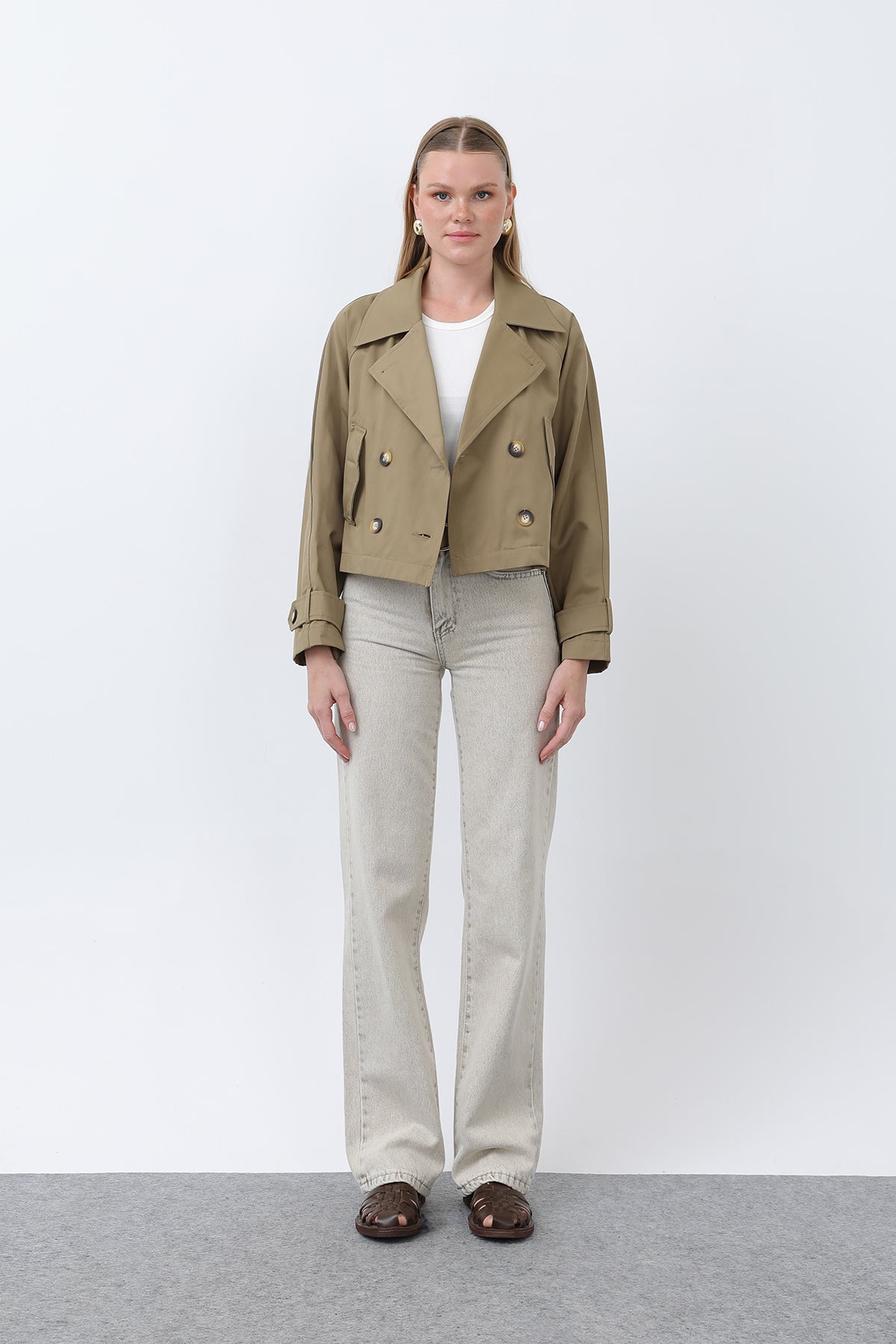 Kadın Kısa Trench - 32123TRC KHAKI
