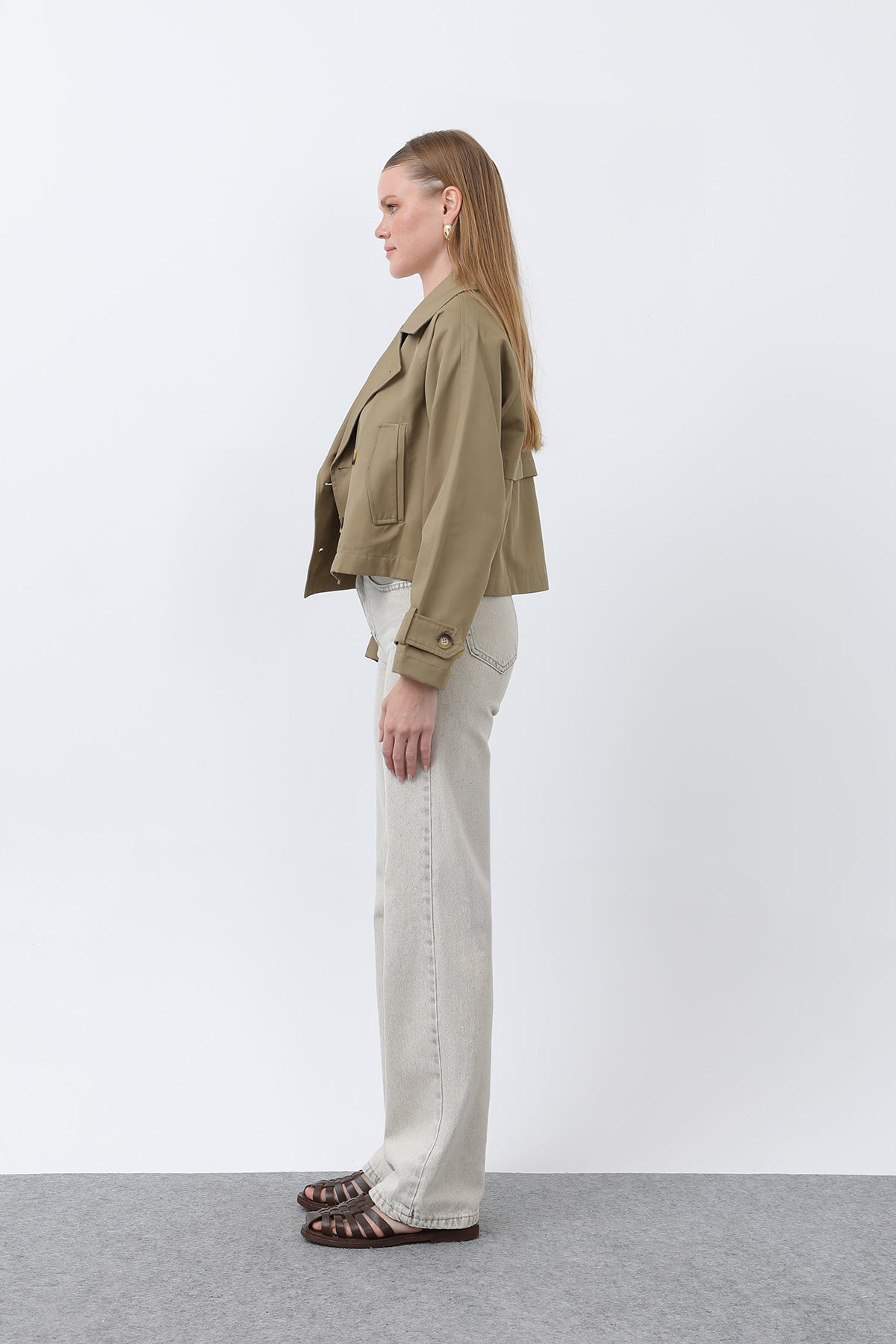 Kadın Kısa Trench - 32123TRC KHAKI