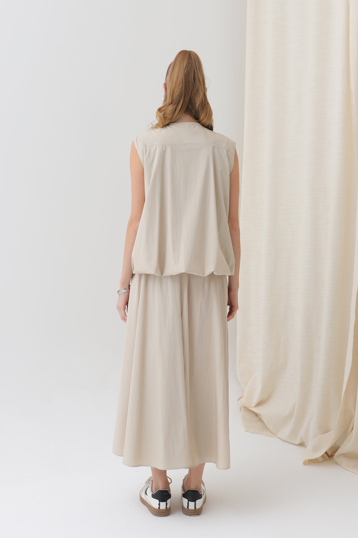 Kadın Oversize Fermuarlı Yelek - 32128YLK BEIGE