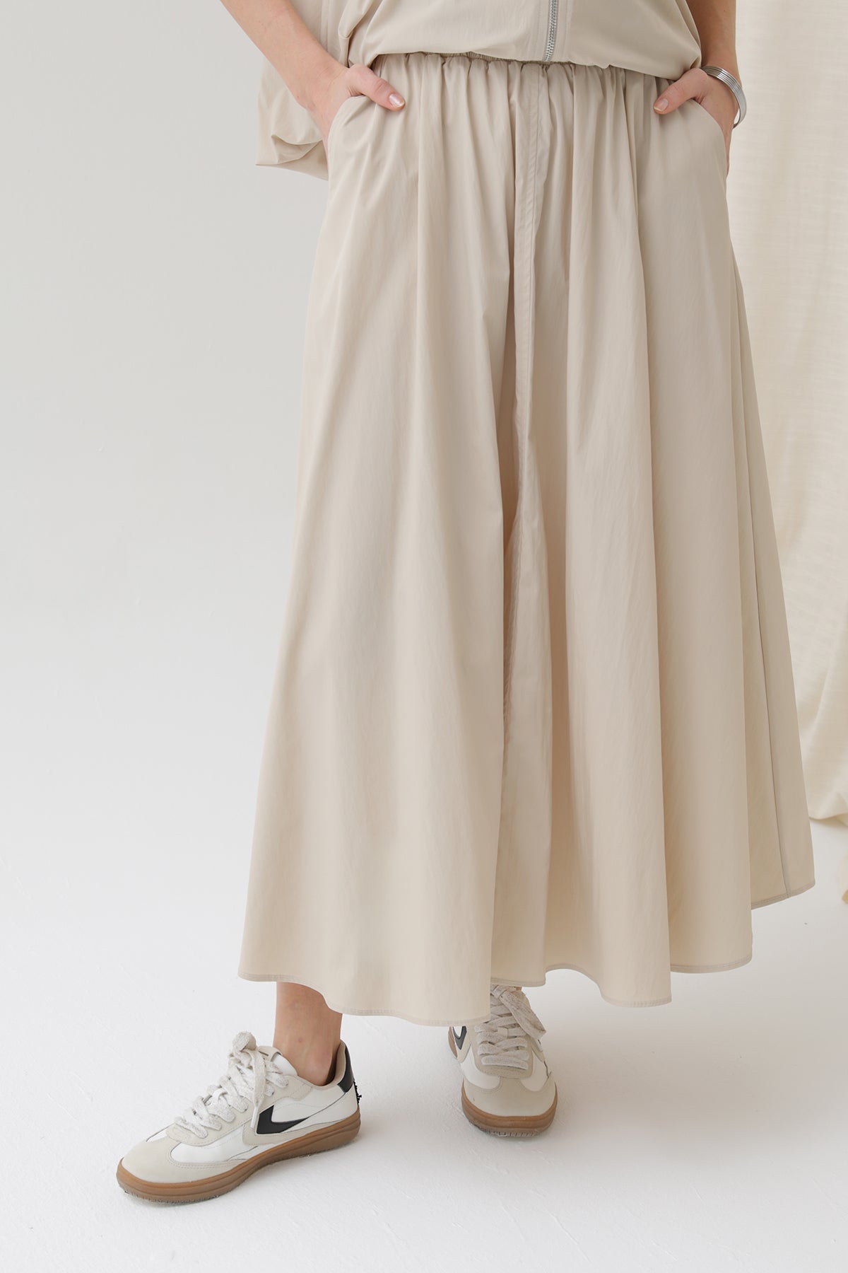 Kadın Beli Lastikli Etek - 32129ETK BEIGE