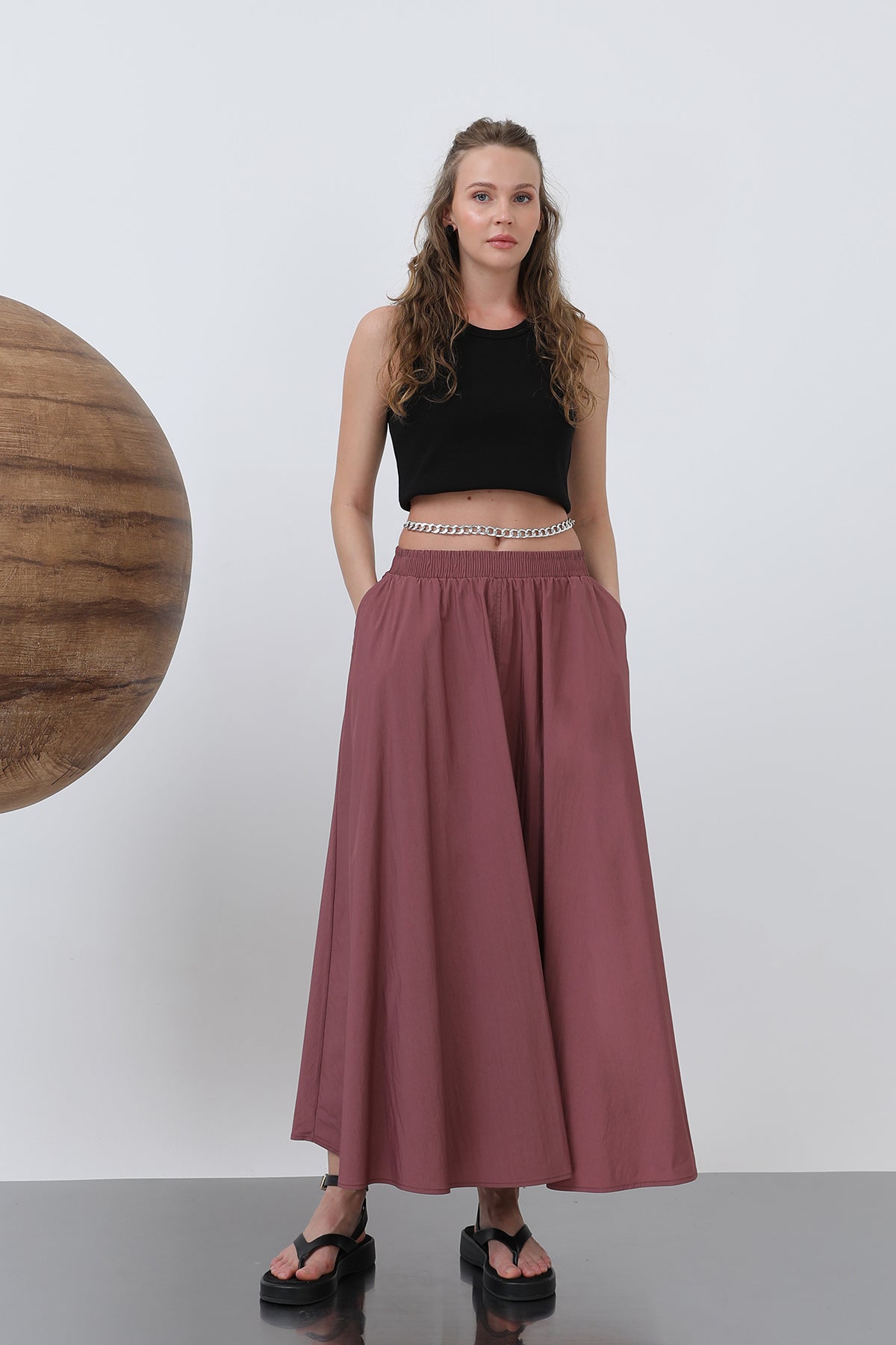 Kadın Beli Lastikli Etek - 32129ETK ROSE