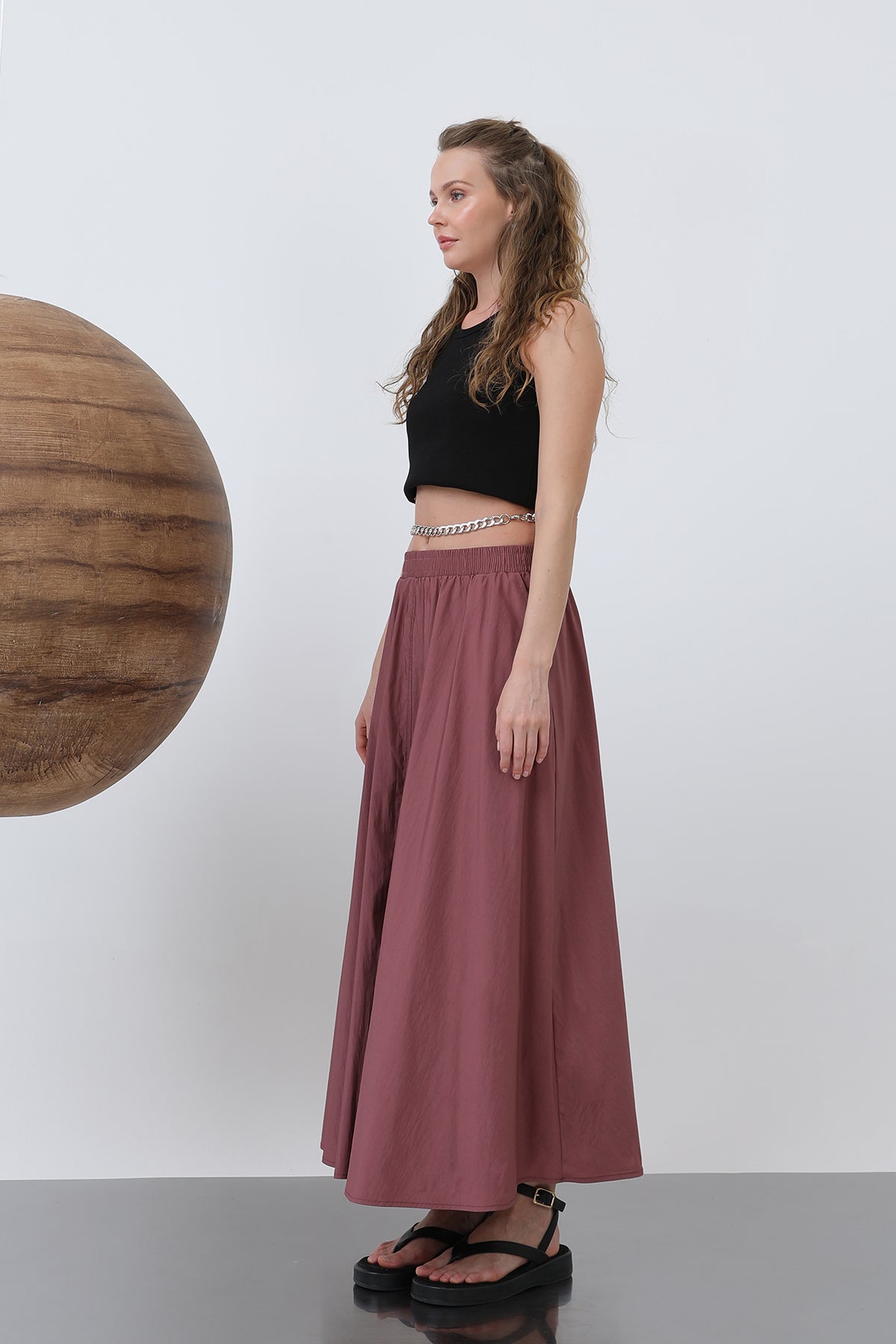 Kadın Beli Lastikli Etek - 32129ETK ROSE