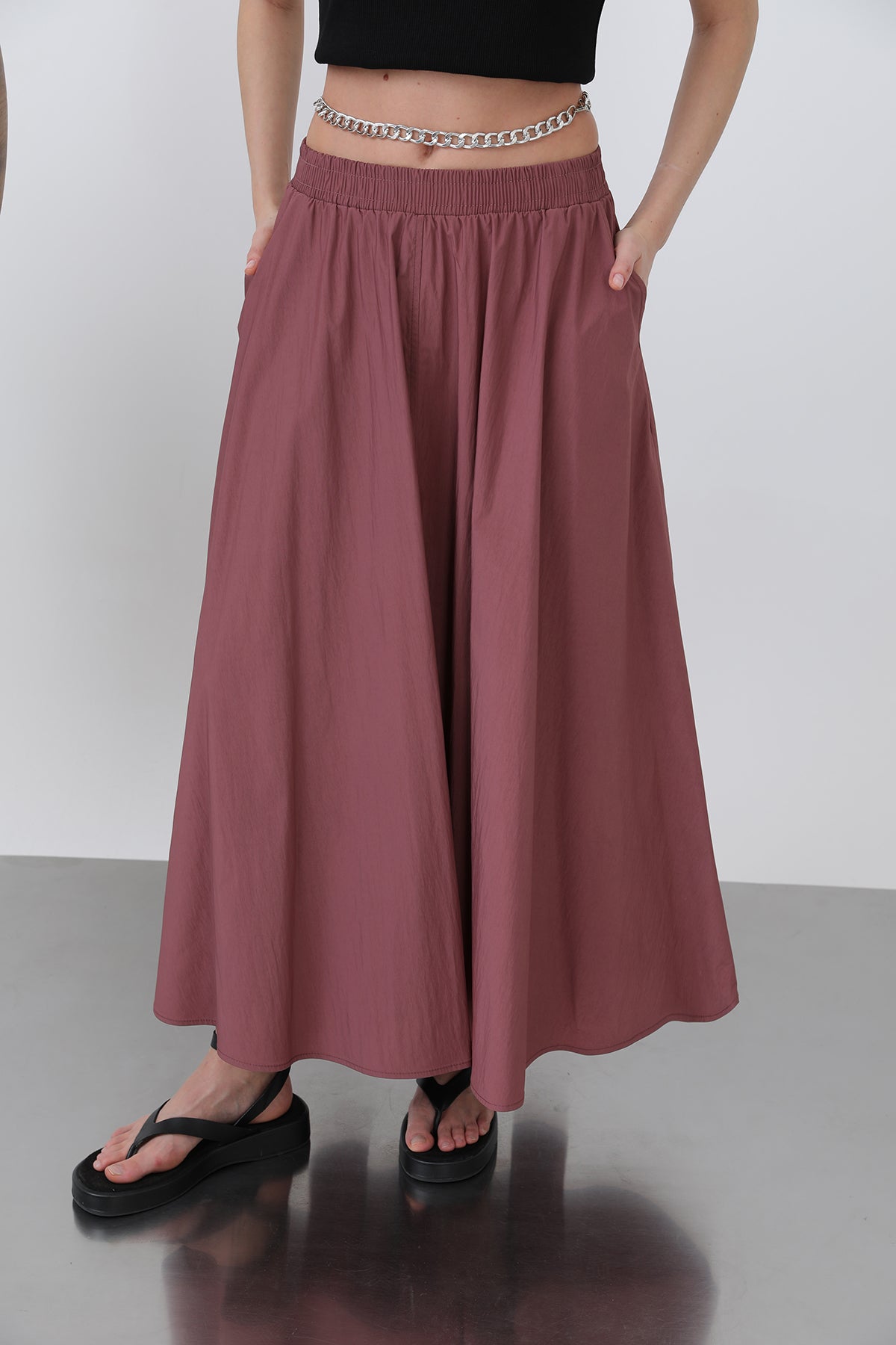 Kadın Beli Lastikli Etek - 32129ETK ROSE