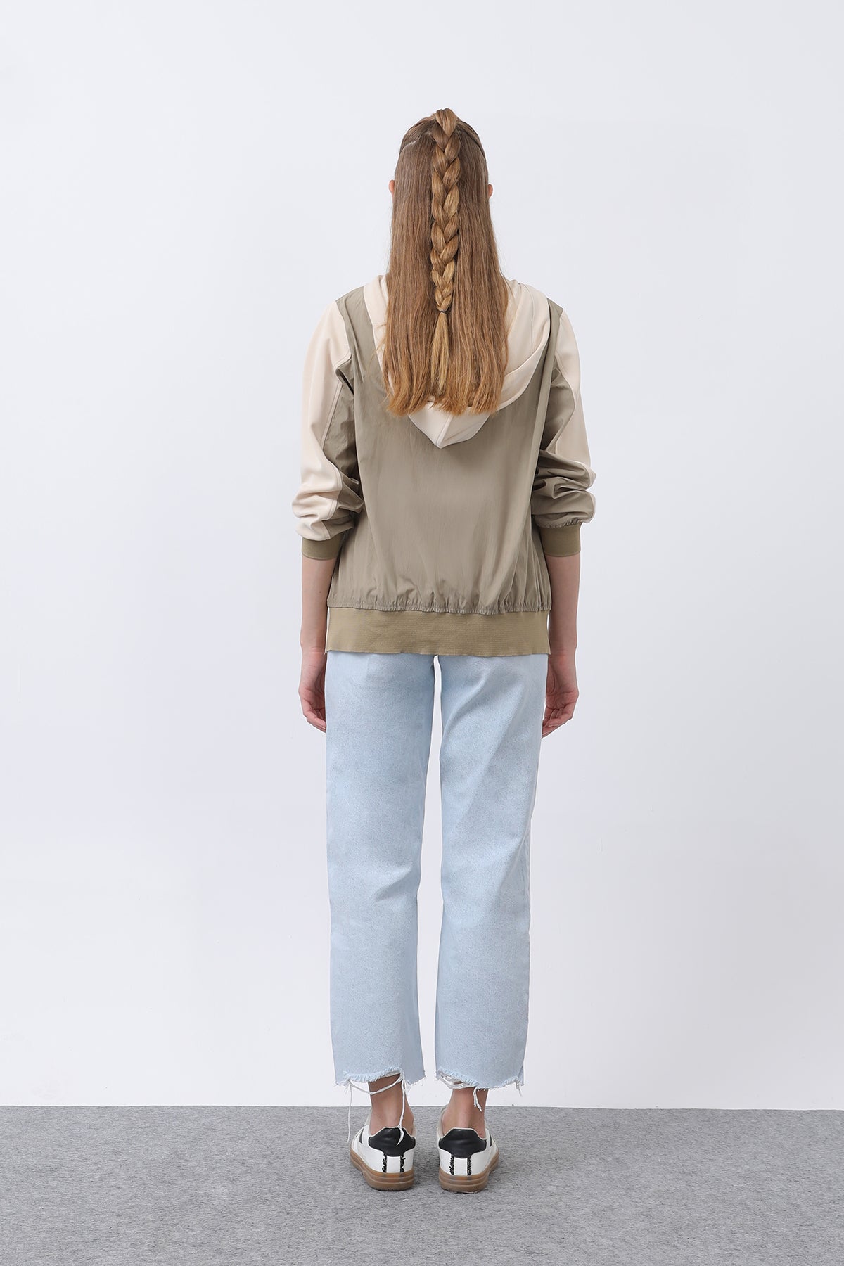 Kadın Fermuar Detaylı Mont - 32132MNT BEIGE-KHAKI
