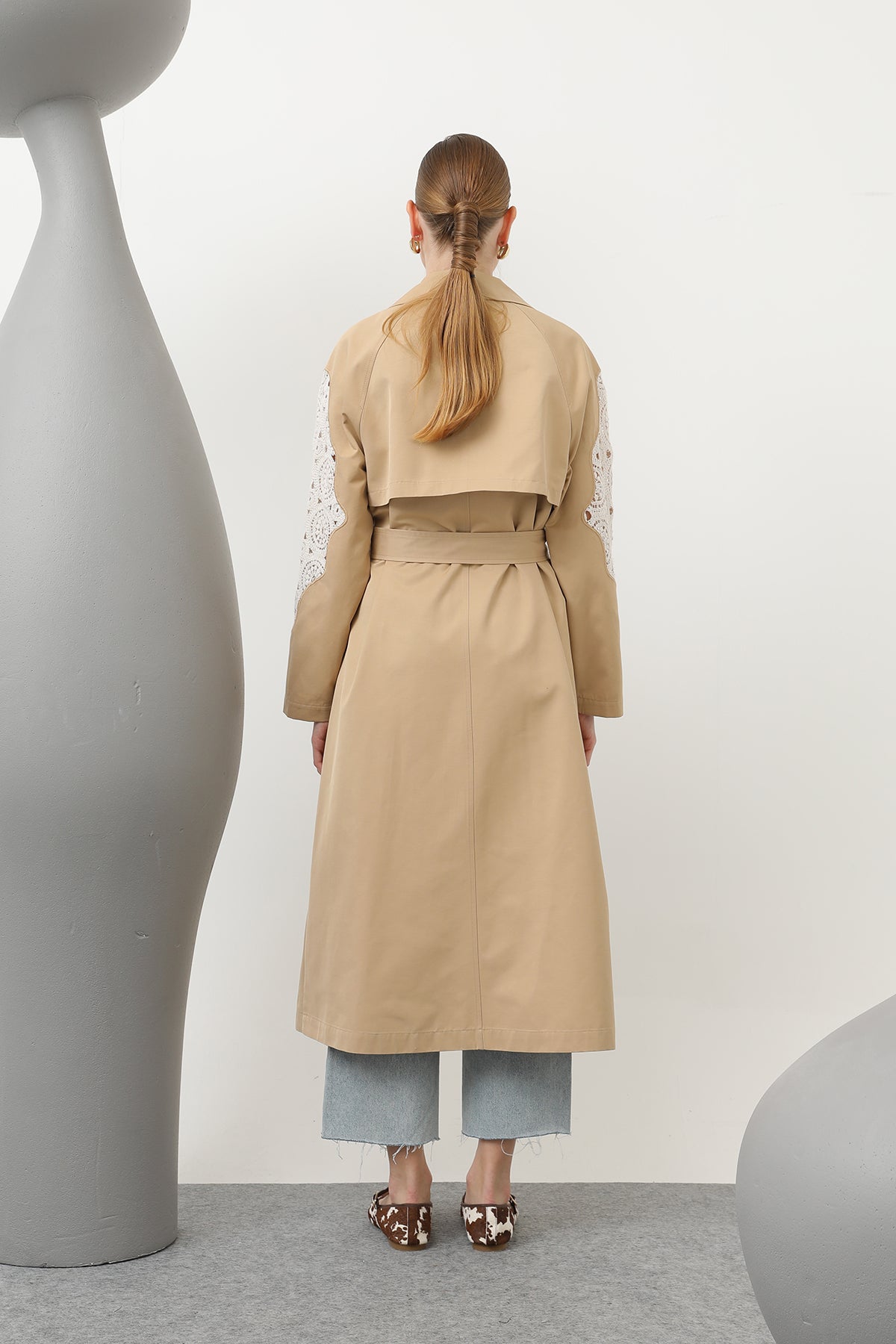 Kadın Dantel Detaylı Trench - 32140TRC CAMEL