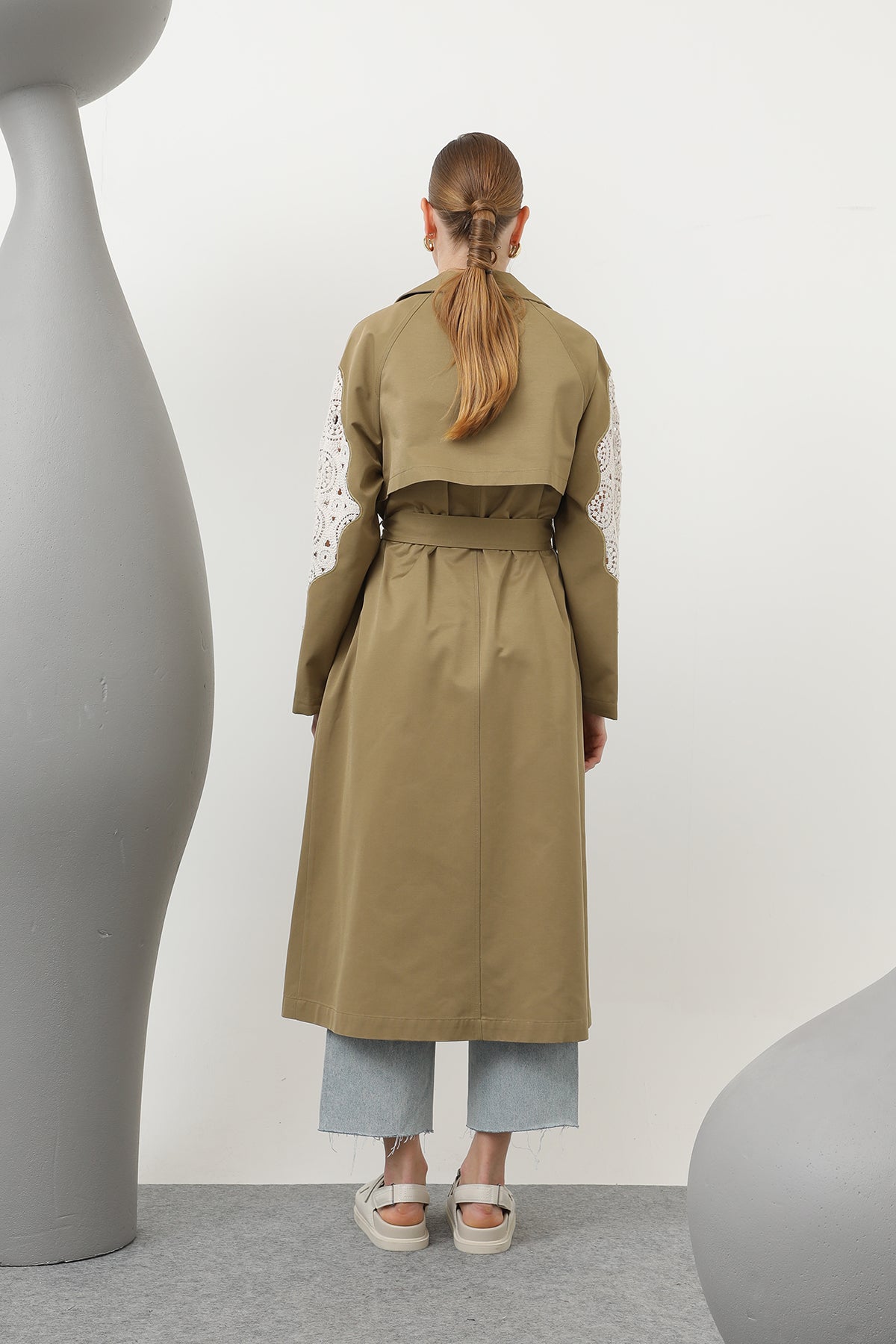 Kadın Dantel Detaylı Trench - 32140TRC KHAKI