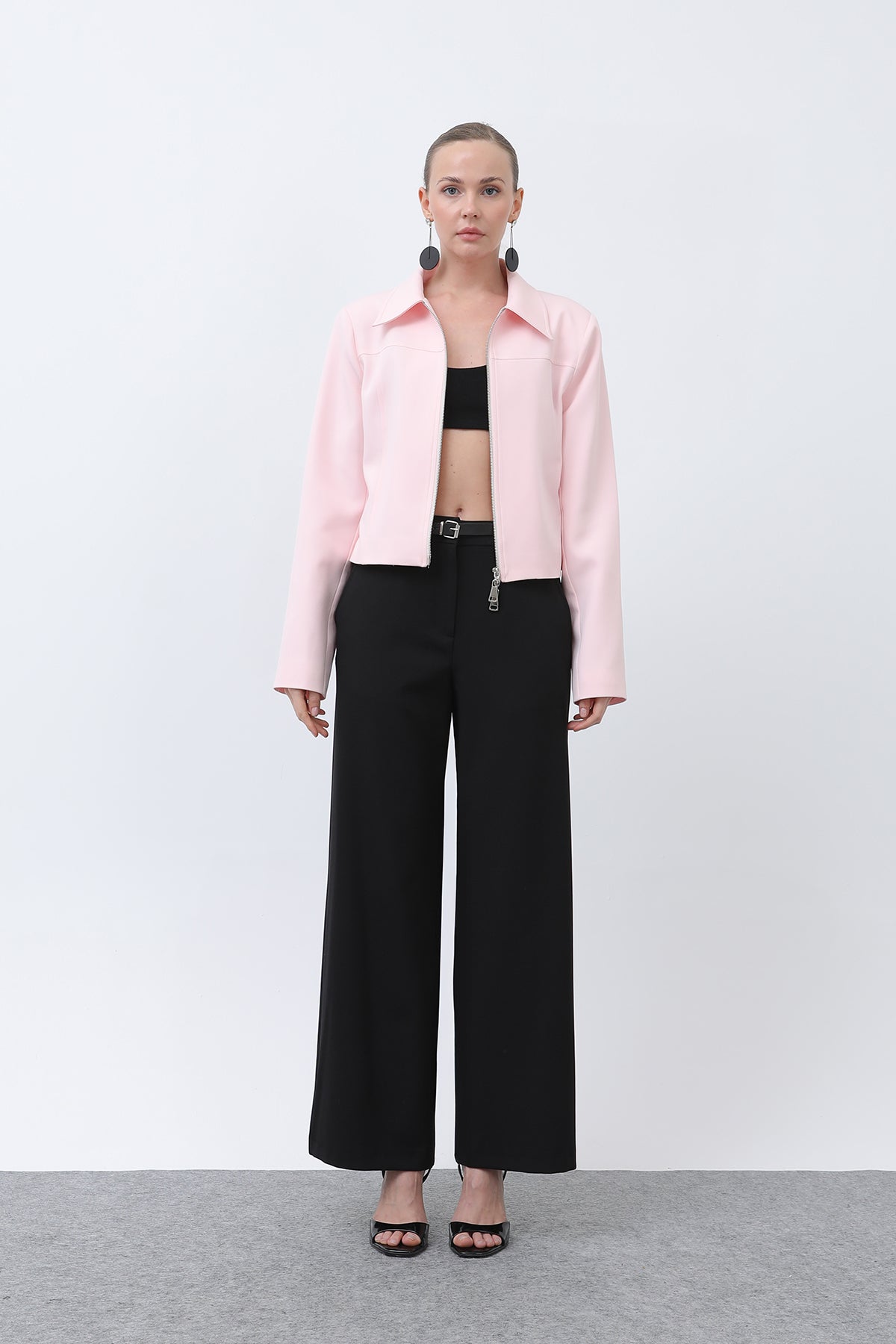 Kadın Basic Kemerli Pantolon - 32152PNT BLACK