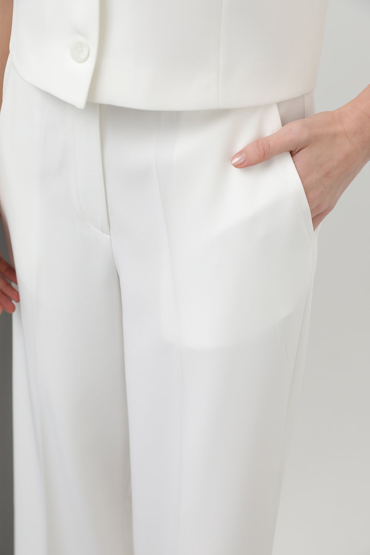 Kadın Basic Kemerli Pantolon - 32152PNT ECRU