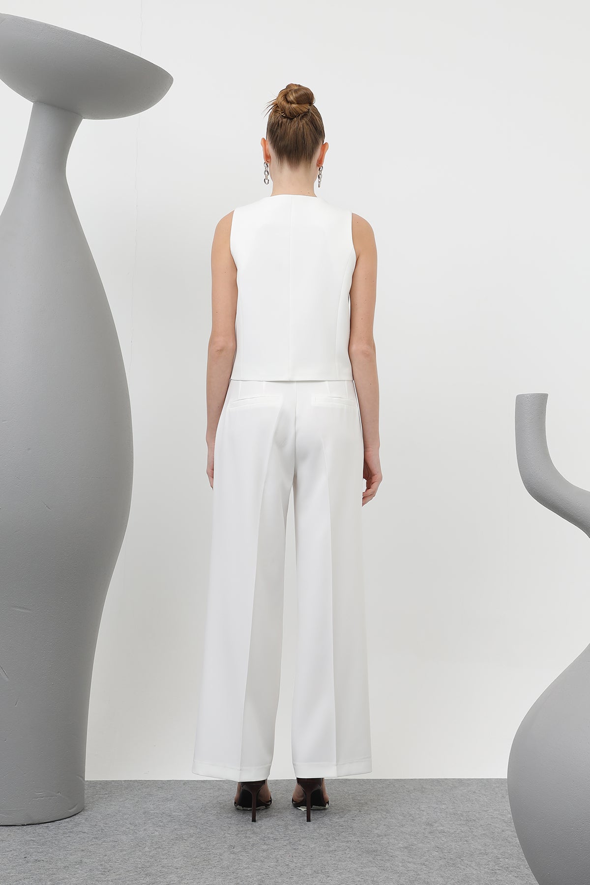 Kadın Basic Kemerli Pantolon - 32152PNT ECRU