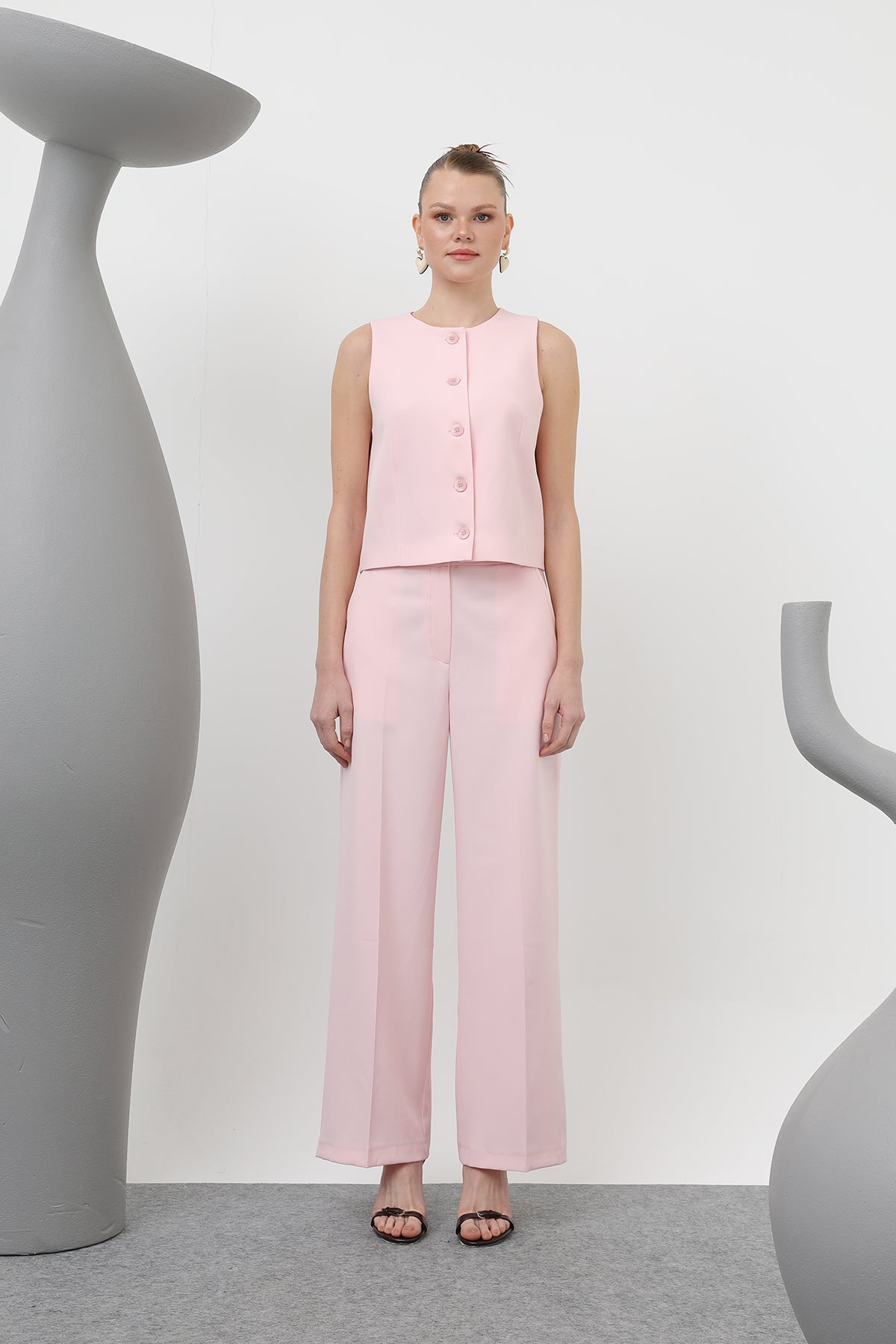 Kadın Basic Kemerli Pantolon - 32152PNT PINK