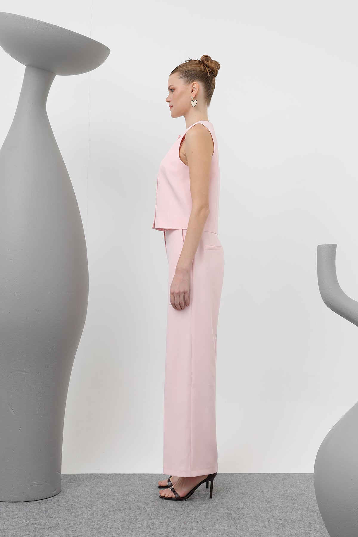 Kadın Basic Kemerli Pantolon - 32152PNT PINK