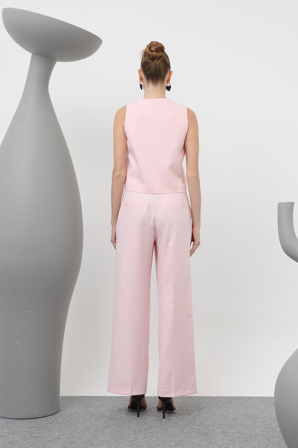 Kadın Basic Kemerli Pantolon - 32152PNT PINK