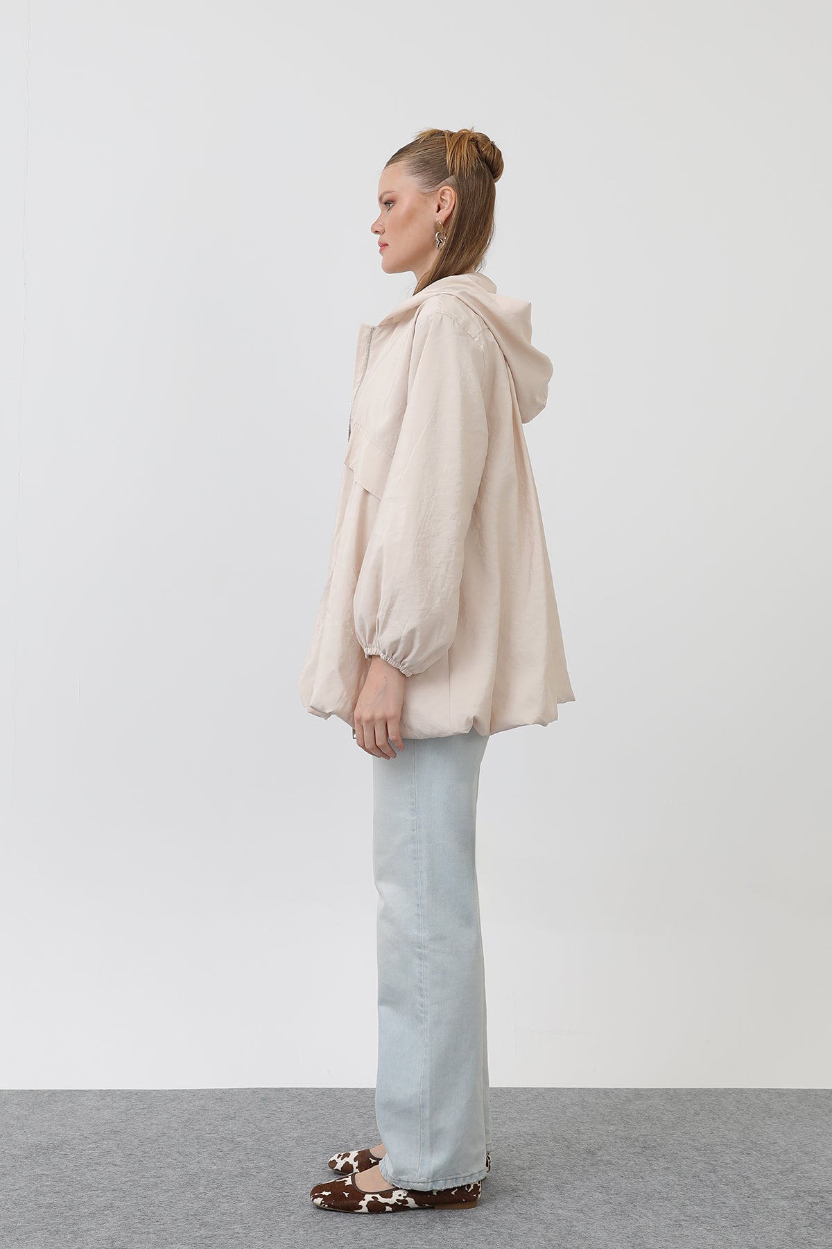 Kadın Cepli Fermuarlı Ceket - 32168CKT BEIGE