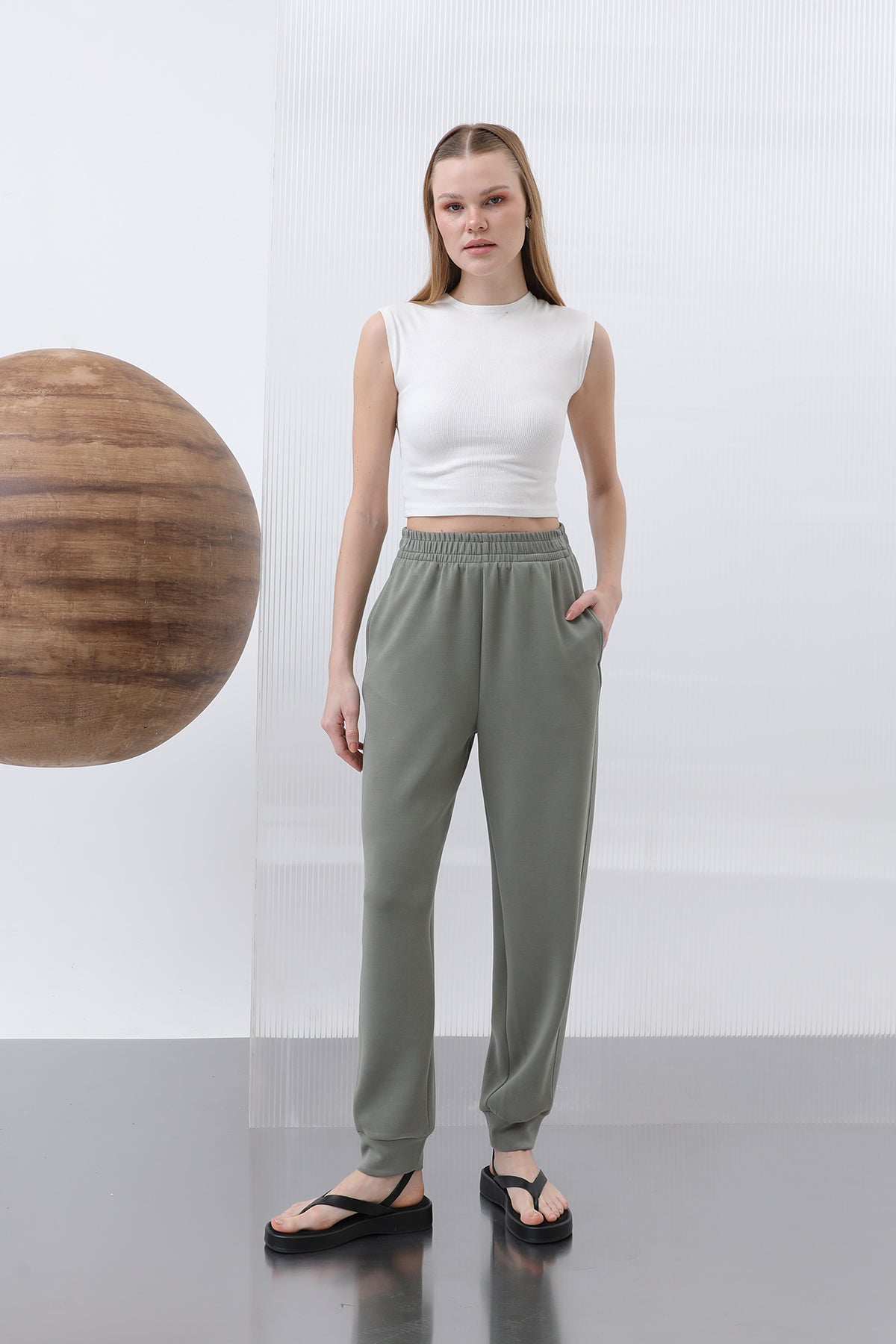 Kadın Bel Lastikli Pantolon - 32179PNT KHAKI