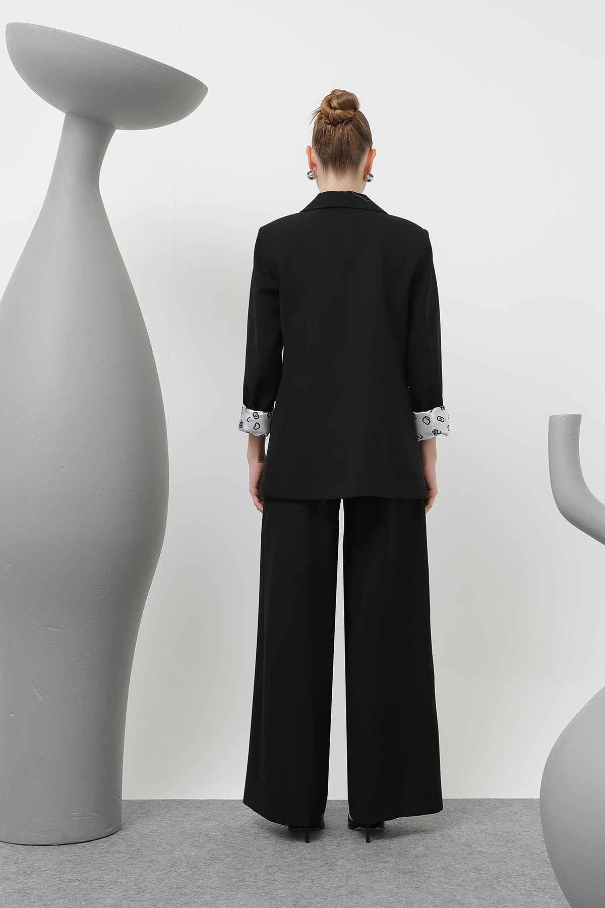 Kadın Desenli Astar Detaylı Pantolon - 32186PNT BLACK